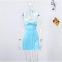 Mini Vestido de Satén con Detalles de Parche Vestido Corto Elegante para Noches, Vestido de Playa y Vacaciones para Mujeres - details 0