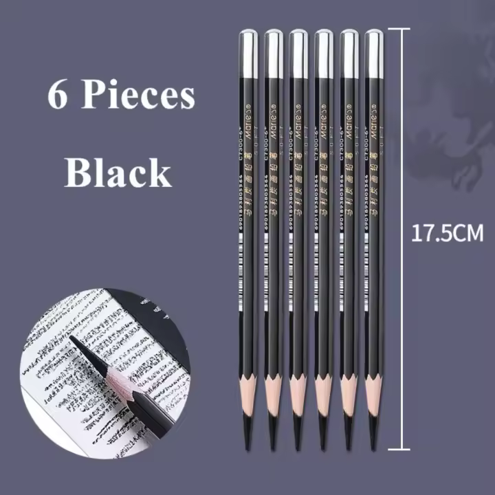 Lápices de carbón blanco y negro, suministros de arte, lápiz profesional, pintura, dibujo, blanco y negro, 6 unidades por juego - 1