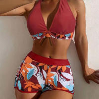 Conjunto de Bikini para mujer, traje de baño dividido, pantalones cortos, corbata, estilo brasileño, talla S a XL - details 4