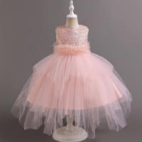 Vestido de noche para niños con flores, pasarela, princesa, niña, tul hinchado, presentadora, actuación de Piano - details 17