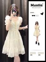 Elegante Vestido de Princesa Francesa Talla Pequeña, Alta Gama, Realzante de Cintura, Adelgazante, Floral de Melocotón - details 4