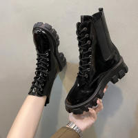 Nuevas botas cortas negras de moda geniales de moda botas de mujer de tacón grueso de suela gruesa - details 15