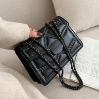 Bolso de hombro Retro con cadena y remaches para mujer, bandolera cuadrada pequeña a la moda de cuero PU con tapa, bolso de diseñador - details 27