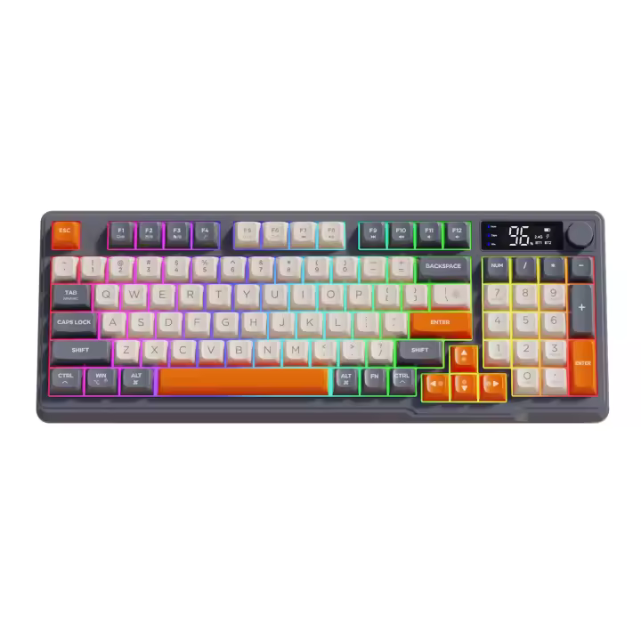 M96 Teclado inalámbrico Bluetooth de doble modo para juegos mecánicos PBT Ball Cap con mando de pantalla - 1