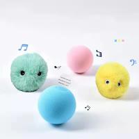 Juguetes inteligentes para gatos, pelota interactiva de felpa, juguete de entrenamiento eléctrico con hierba gatera, tacto sonoro, producto para mascotas, pelota de juguete con chirrido, suministro para gatos - details 1
