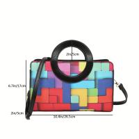 Bolso bandolera para mujer con correa ajustable - Elegante patrón geométrico, cierre de cremallera, sintético, negro/verde - Perfecto para viajes, vacaciones y uso diario, bolso bandolera, bolso de mano para uso diario, accesorio de moda, bolso sintético - details 6