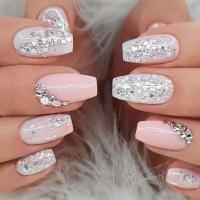 Set de ballet corto degradado, 24 piezas, con pegamento, ataúd blanco simple, uñas postizas, puntas de uñas totalmente cubiertas - details 4