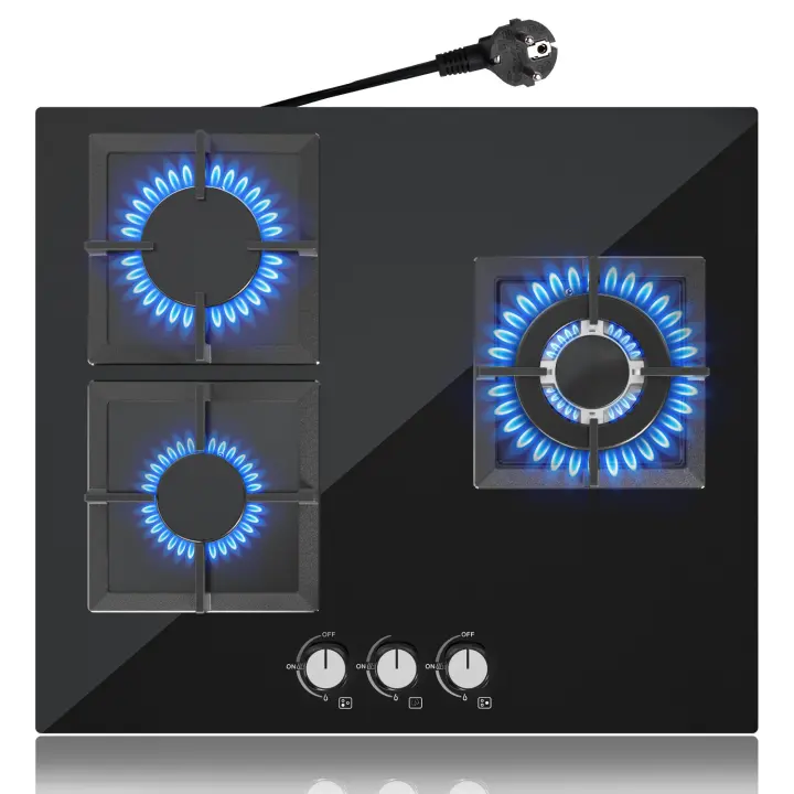 Campana de Gas de 3 Burners Iseasy Acero Inoxidable Control de Knob Instalación Integrada - 1