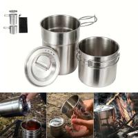 Olla al aire libre de los utensilios de cocina, taza determinada del café 2pcs con las tapas de ventilación, taza que acampa del acero inoxidable 304 - details 0
