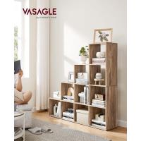 Librería con 10 Cubos, Estantería para Libros con Compartimentos Abiertos, Decoraciones, Fotos, Plantas, Salón, Dormitorio, Estudio, 29 x 129,5 x 129,5 cm, Marrón Rústico - details 16