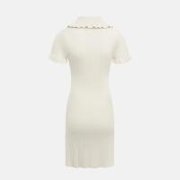 Minivestido De Cintura Alta Con Volantes Para Mujer, Vestido De Punto De Manga Corta, Ajustado, Vintage, Elegante, Verano - details 4