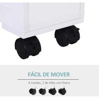 Ruedas Estrecho 2 Cajones y Estante Almacenamiento Carga 20 kg 16x52x71,5 cm Blanco - details 1
