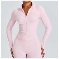 Top de Yoga de manga larga para mujer, chaqueta deportiva ajustada con cuello levantado para entrenamiento para correr, chaqueta deportiva para exteriores - details 8