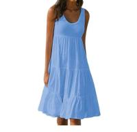 Vestido de Playa Suelto con Cuello Redondo y Borlas Color Sólido Boho para Mujeres Talla Grande - details 2