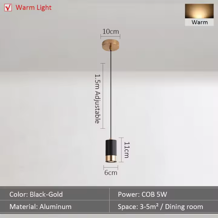 LEFANGXING Linterna Minimalista Creativa de Aluminio Lámpara de Dormitorio Moderna para Restaurante Bar - 1