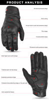 Guantes Retro de cuero para montar en motocicleta, anticaída, transpirables, resistentes al desgaste, de dedo completo, novedad de 2024 - details 7