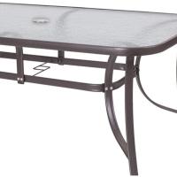 Mesa de jardín de Cristal y Acero |   De 150x90x75 cm |   Resistentes: Cristal Templado, Acero anticorrosión |   para 6 Personas |   para exterior |   Clásico - details 1