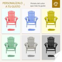 Adirondack de Madera Silla de Jardín con Asiento Extra Ancho Carga 150 kg para Patio Terraza Balcón 78x89x88 cm Natural - details 5