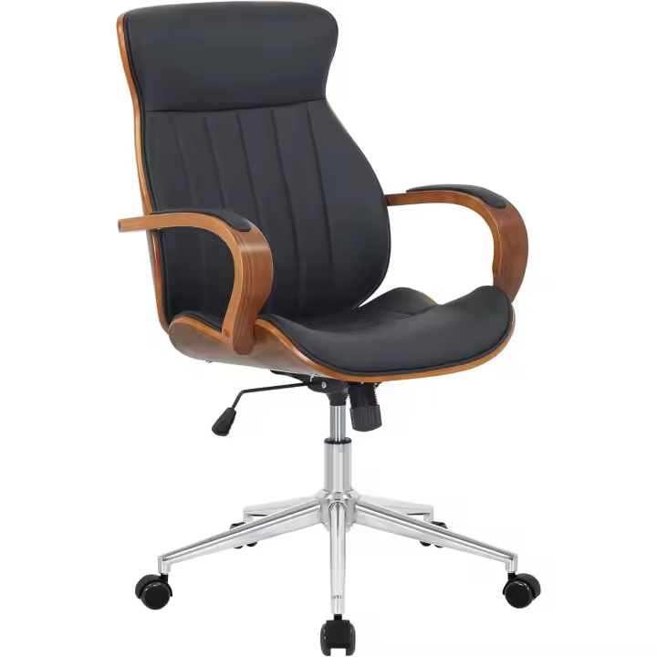 Silla de oficina ergonómica en simil cuero y base con ruedas I Silla de escritorio regulable en altura - 1