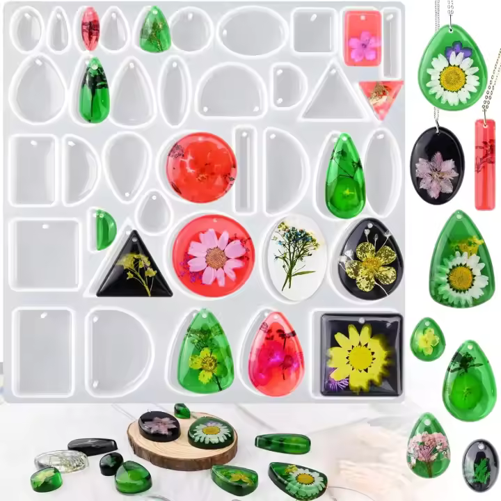 Moldes de resina para joyería, moldes de fundición epoxi de silicona para manualidades, GEMA, cabujón, colgante, pendiente, collar, suministros de fabricación de joyas, herramientas - 1