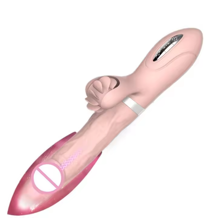 Embalaje privado Sexy HESEKS Realista Telescópico Vibrador Estimulador del Clítoris Lengua Giratoria Lamido Masaje de Vagina Punto G Juguete Sexual Para - 1