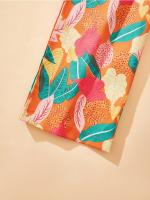 Vestido de verano de mono informal de moda con estampado de flores tropicales de moda para niñas - details 3