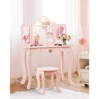 Tocador de Maquillaje 2 en 1 para Niñas 3-7 Años Mueble de Escritorio con Espejo Extraíble y 2 Cajones Blanco Carga 20+40kg - details 10