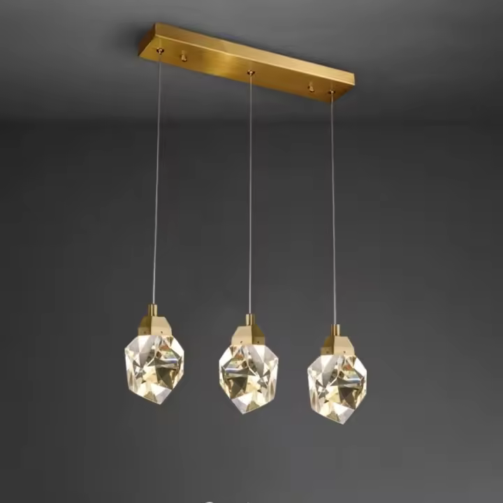 Lámpara Colgante de Cristal LED Moderno Candelabro de 3 Lámparas Nórdico para Techo - 1