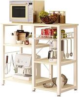 Cocina Mueble para Almacenamiento de Cocina Estantes de Cocina con Ganchos para Almacenamento Estante de Horno de Microondas,Estanterías de Cocina con 3+3 estantes Blanco - details 21