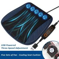 Cojín de ventilación con puerto USB, almohadilla de enfriamiento transpirable de verano para todos los asientos de automóvil, sillas de hogar y oficina, azul marino - details 0
