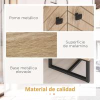 Moderno Armario de Buffet de Madera Natural y Negro 2 Puertas, Estantes para Comedor, Salón, Dormitorio - details 5