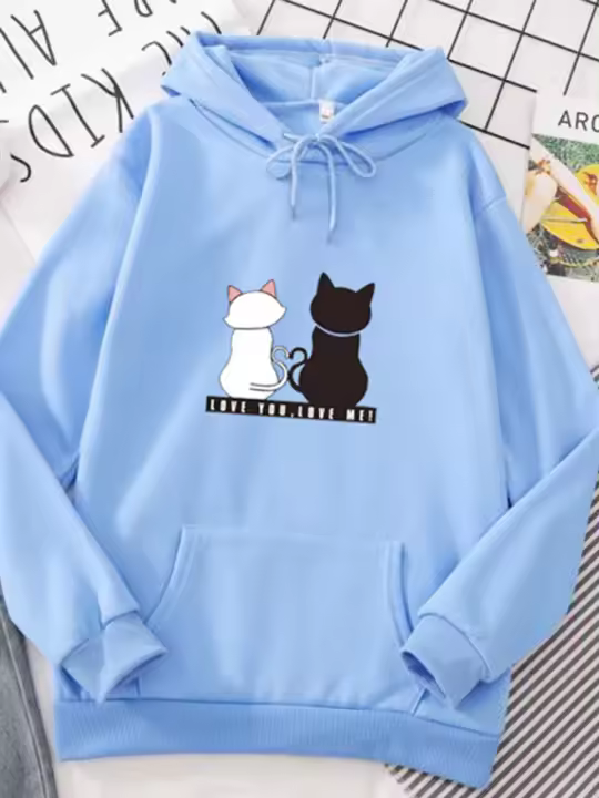 Streetwear Hoodies Women Sweatshirt Autumn Long Sleeve Hoodies Haruku Hoodie Cute Cat Print Sweatshirt Women sudadera mujer - 1