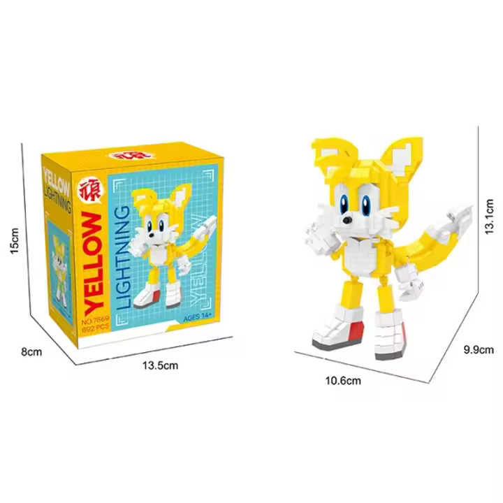 Bloques de construcción de Sonic de dibujos animados, figuras de acción, juguetes educativos para niños, regalo de cumpleaños - 1