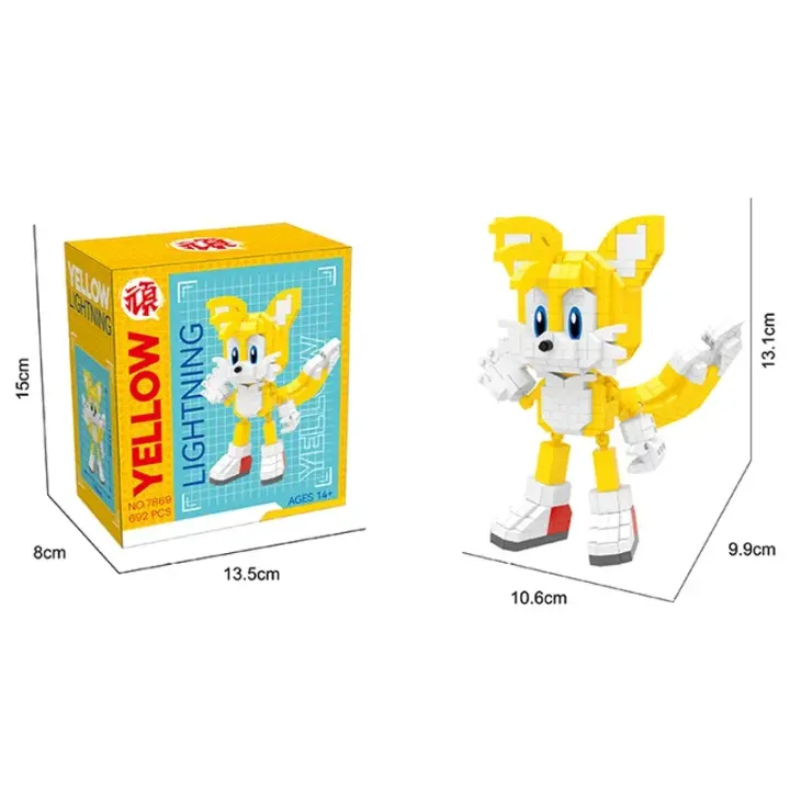 Bloques de construcción de Sonic de dibujos animados, figuras de acción, juguetes educativos para niños, regalo de cumpleaños - 1