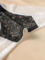 Una sola pieza, elegante encaje negro y rojo sexy de dos tonos de ropa interior para mujeres, con una entrepierna cómoda y transpirable. - details 6