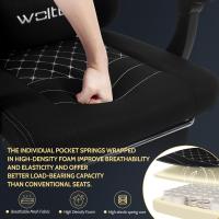 Silla Gaming Ergonómica, Silla Oficina con Soporte Lumbar Masaje y Reposapiés Extraible, Silla Giratoria con Gran Asiento de Muelle, Capacidad de 150 kg, Tela de Malla, Negro+Blanco, GS08sz - details 5