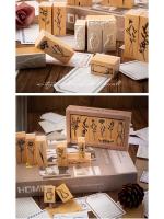 Conjunto de Peine de Madera Lotus Retro Sello de Planta Decorativo Diario de Álbum de Fotos DIY - details 9