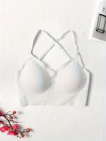 1 pieza de sujetador sin espalda en forma de U, mezcla de poliamida y elastano, color sólido, inalámbrico, sujetador push-up de gran soporte con relleno extraíble, tejido, con detalle sexy sin espalda para adultos. - details 4