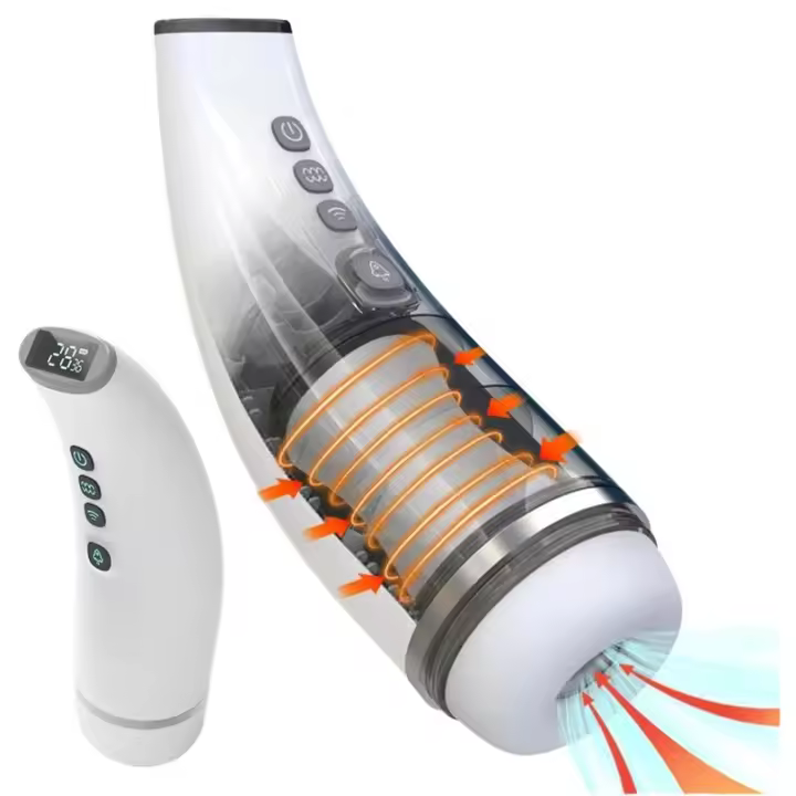 NUEVA taza potente blanca con 10 modos de vibración, masturbador masculino con calefacción de recarga y juguete sexual para adultos con sonido - 1