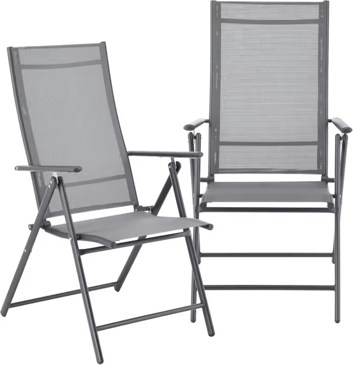 Set de 2 Sillas Plegables de Jardín Silla de Exterior Kalamata con Respaldar y Brazo Ajustable - 1