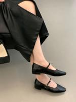 Tacón grueso negro Mary Jane zapatos zapatos de las mujeres nuevo simple y versátil boca ligera correa de metal de una palabra zapatos individuales - details 11