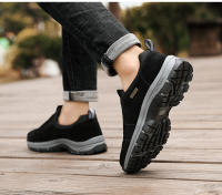 Zapatos de senderismo de marca para hombre, zapatos de Trekking al aire libre de cuero de ante, zapatillas de entrenamiento ligeras antideslizantes, zapatos de escalada para caminar - details 3