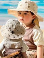 Gorro panamá Kawaii para niños, protección del cuello, bordado de dibujos animados, sombrero para el sol para bebé, protector solar, sombrero de pescador de verano de secado rápido para niñas - details 4