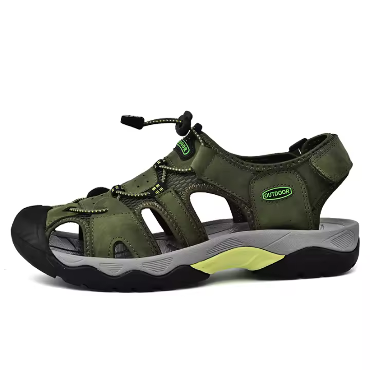 Sandalias deportivas de cuero con punta cerrada para hombre, calzado atlético para exteriores, senderismo, playa, barco y Pesca - 1