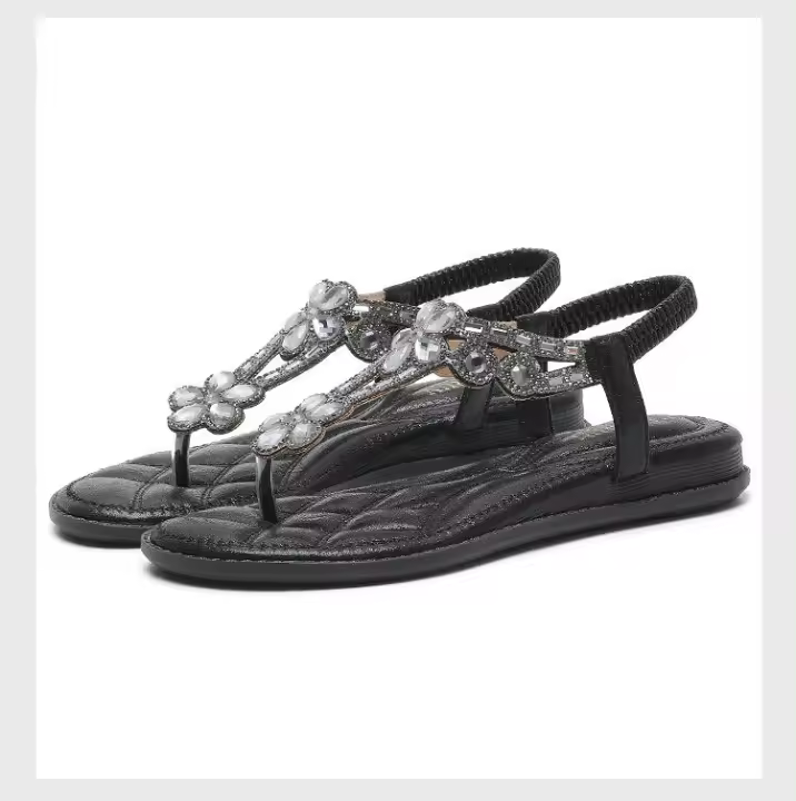 Sandalias de Imitación Tachón Grande Yasirun Punta Redonda Estilo Coreano Comodidad Bohemia para Mujeres Verano - 1