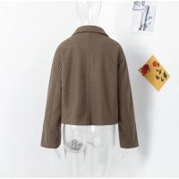 Chaqueta de Lana con Cremallera Marrón Elegante Abrigo de Otoño Vintage para Mujeres - details 1