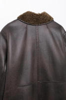 TRAFZA-abrigos reversibles para mujer, chaquetas marrones de manga larga con cuello vuelto y bolsillos, de una sola botonadura, a la moda, para invierno, 2024 - details 7
