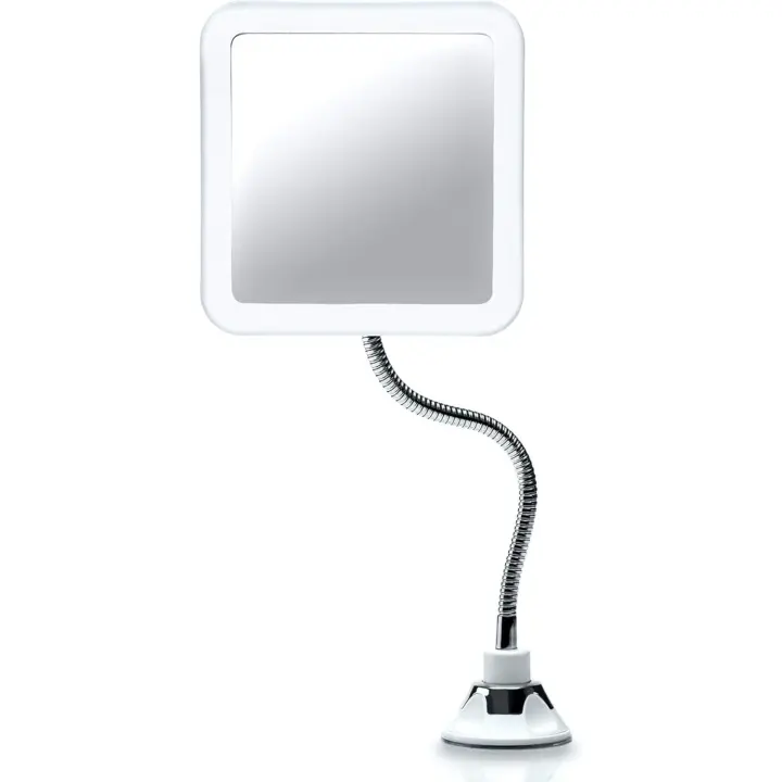 Fancii Espejo de aumento flexible 10X con luz LED de cuello de cisne, espejo de maquillaje de viaje iluminado, succión de bloqueo, luz natural diurna - 1