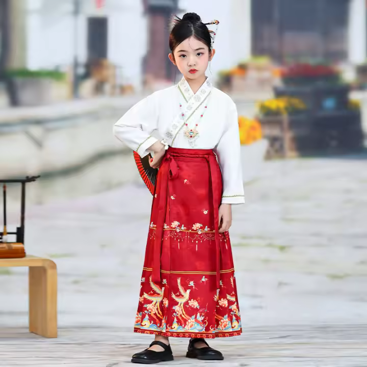 Falda con cara de caballo para niña, conjunto Hanfu, nuevo estilo Ming Tang de primavera para niños grandes, disfraz antiguo de estilo chino - 1