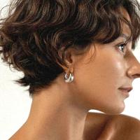 Pendientes de aro pequeños de plata 925 para mujer, pendientes gruesos, pequeños, de oro de 14 quilates, Huggie, pendientes de aro pequeños, ligeros y anchos, Plata de ley - details 2